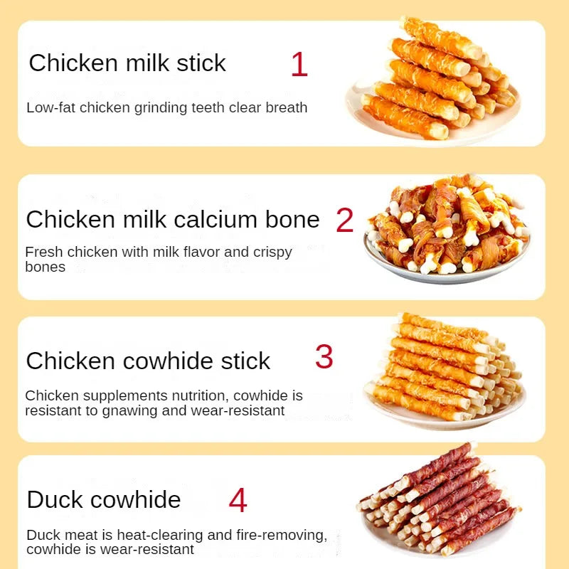 [2024]210g(70g×3) Multiple flavors of dog snacks bite resistant clean teeth chicken duck meat Dogs training reward Pet Dry Food