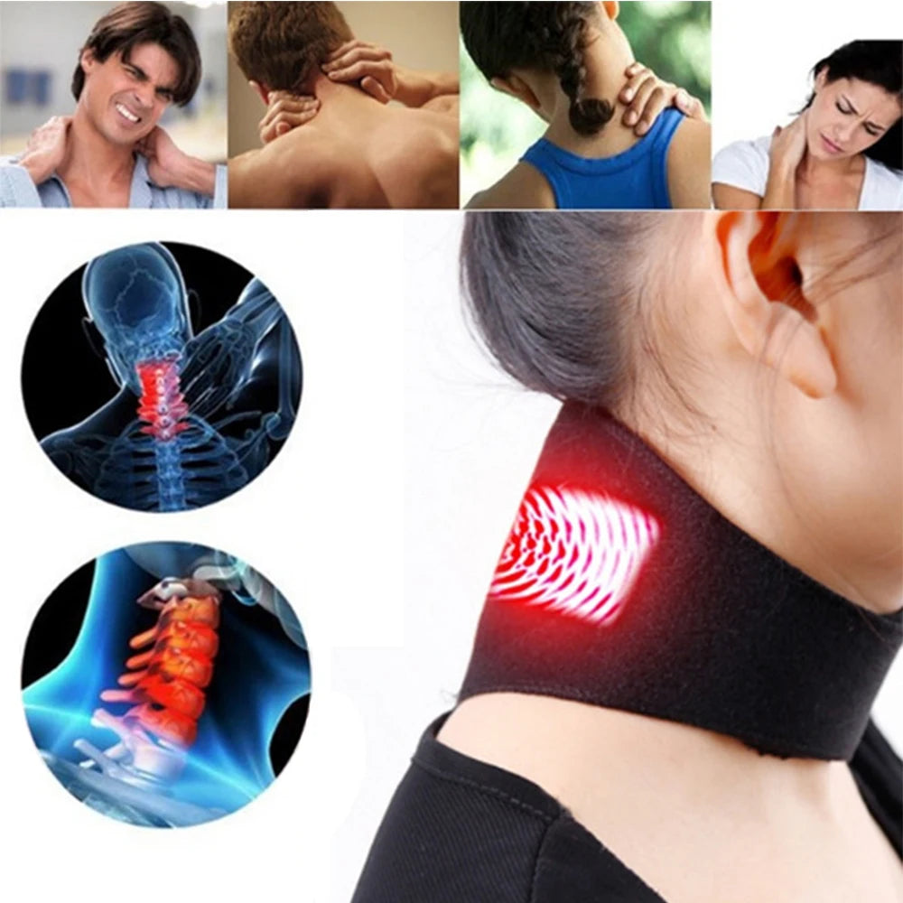 TIKE 2Pcs Tourmaline Magnetic Therapy Neck Back Massager Cervical Vertebra Protection Spontaneous Heating Belt Body Massager New