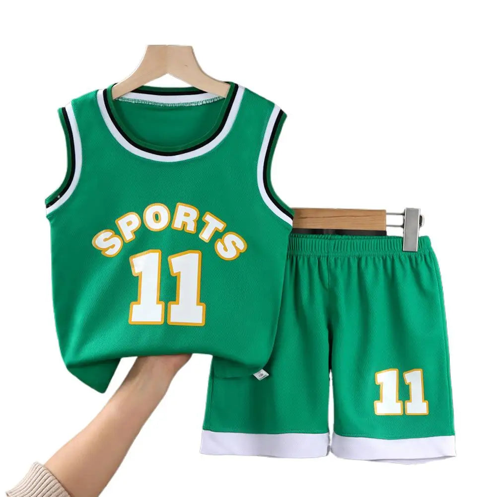 Kids Child Sports Basketball Maillot Clothes Suit Children's Sleeveless Vest Baby Girl Jerseys + Fashion T-shirt Boy B4p1