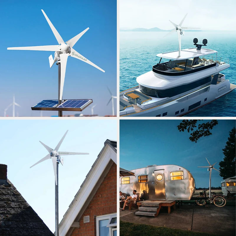 3000W Horizontal Wind Turbine Generator 12V 24V 48V Powerful Dynamo Free Energy With MPPT Off Grid System Homeuse Windmill