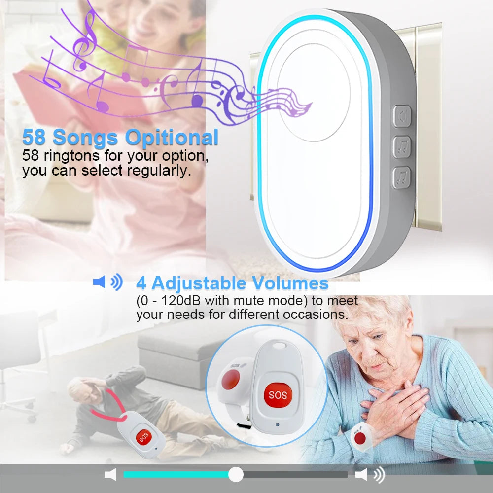 SOS Button Wireless Elderly Panic Alarm System Caregiver Pager Nurse Emergency 433mhz Watch Call Senior Old People