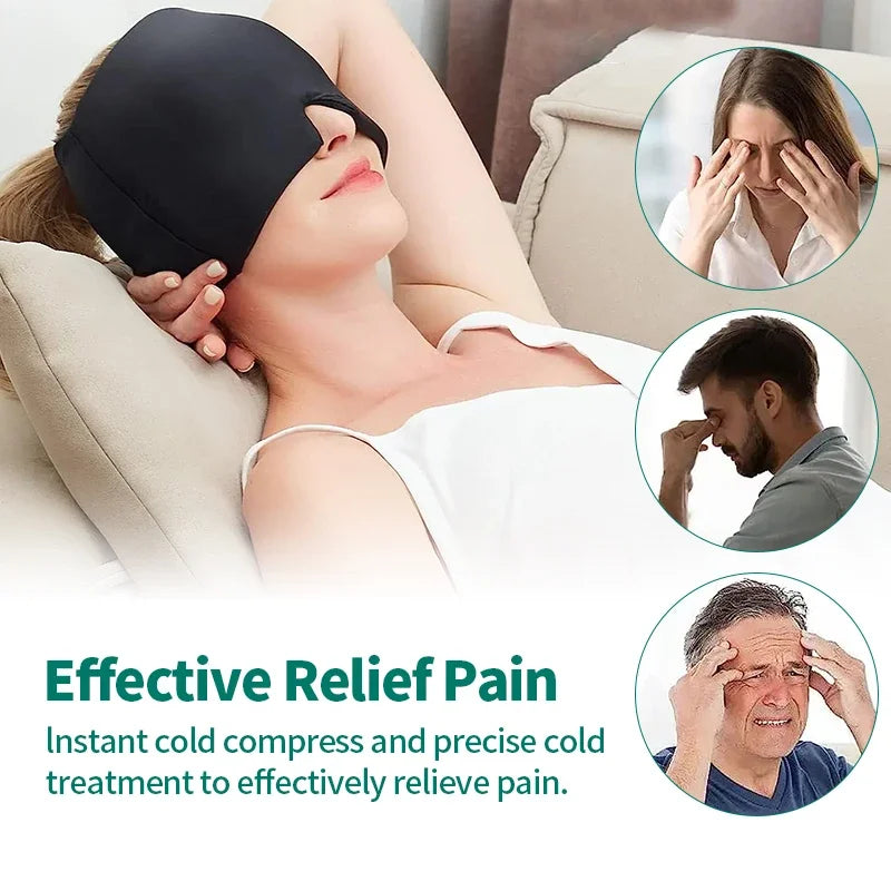 Headache Massage Cap Migraine Pain Massager Gel Hat Stress Pressure Relief Head Eye Mask Hot Cold Compress Therapy Ice Hat