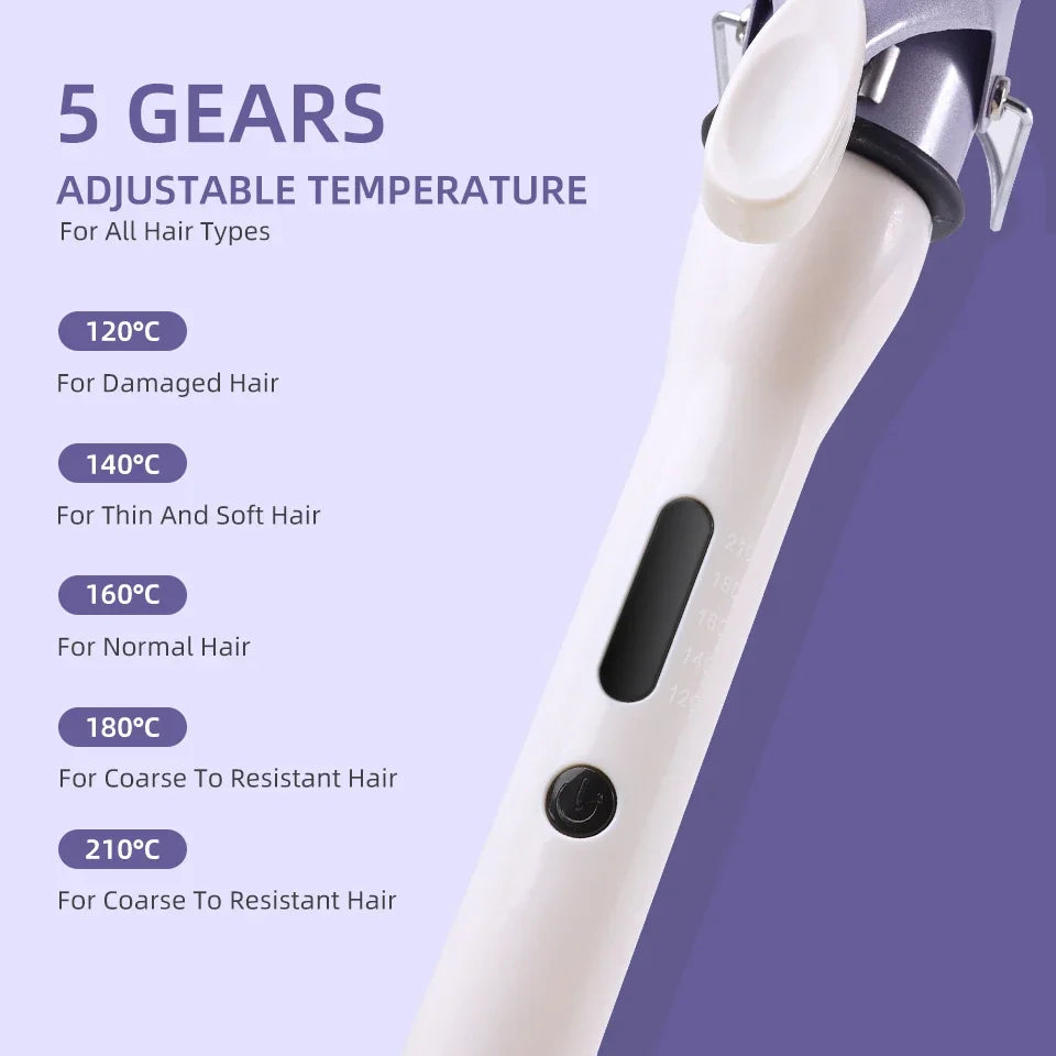 40mm Hair Curler Water Wave Curl Machine Ceramic Fast Heating Curling Iron LCD Display Rotating Roller Auto Rotary Styling Tool