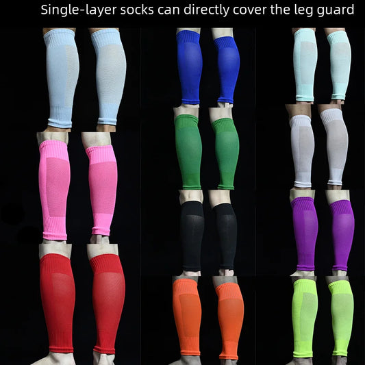 Professional Football Shin Guards Socks No Foot Bottom Breathable Inserts Soccer Sports Wrap Leg Protectors