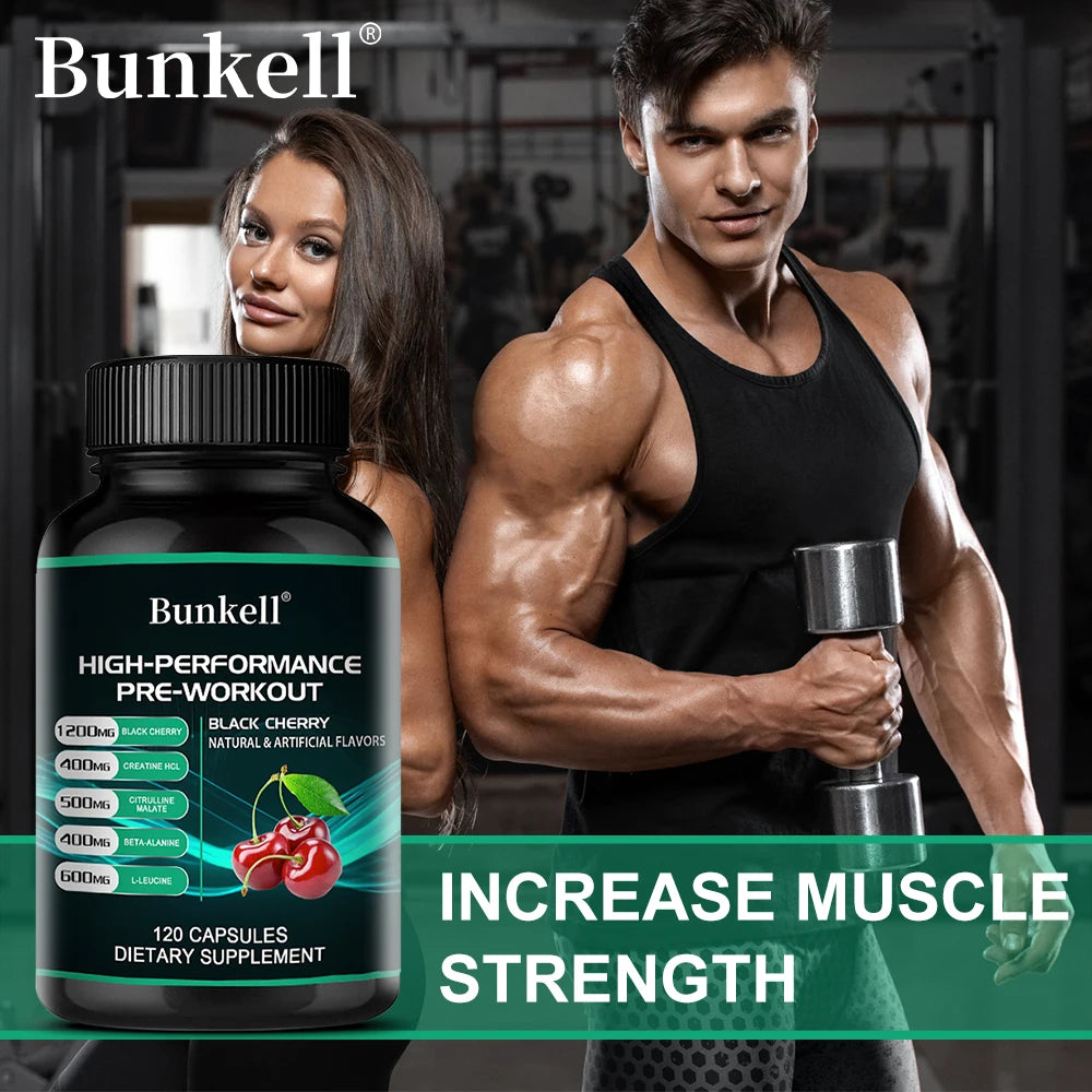 Bunkell Pre-Workout Supplement - Amino Acids, Creatine HCI, Citrulline Malate, Beta-Alanine To Improve Athletic Performance