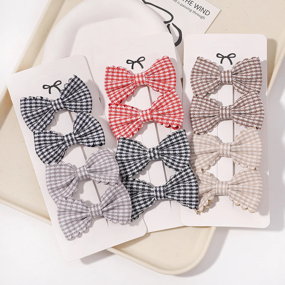 2PCS/Set Mini Bows Hairclips Baby girl Kids Cute Plaid Hairpins Headwear Sweet Barrettes Lovely Hair Accessories Gift Wholesale