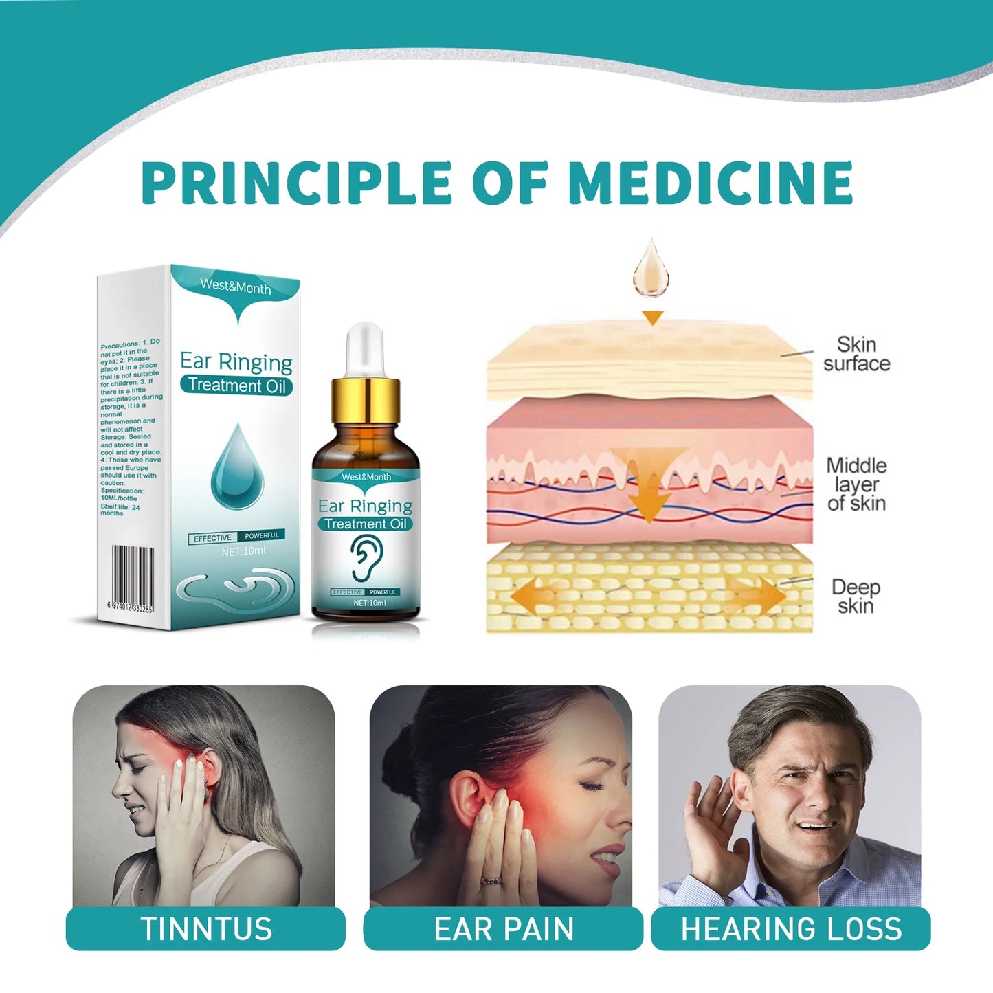 Ear Ringing Drops Alleviate Deafness Tinnitus Itching Earache 10ml Tinnitus Oil For Improved Ear Health And Hearing