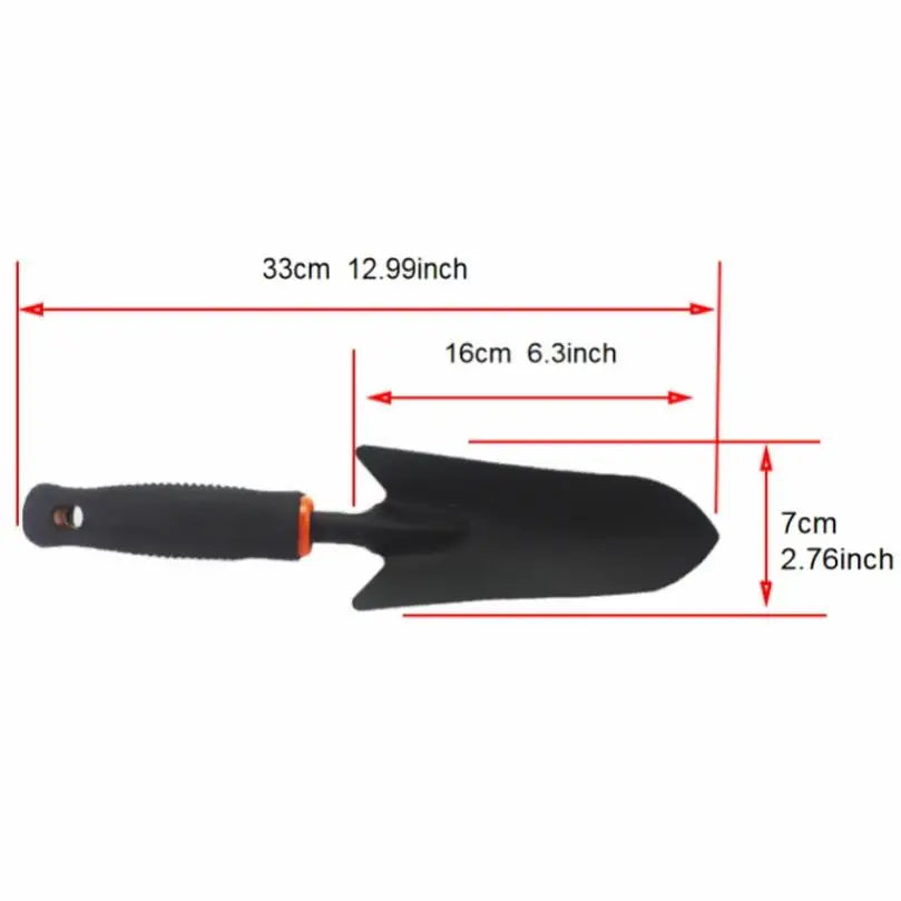 Thicken Iron Head Flower Shovel For Gardening Tool, Black Soft Glue Handle Narrow Shovel