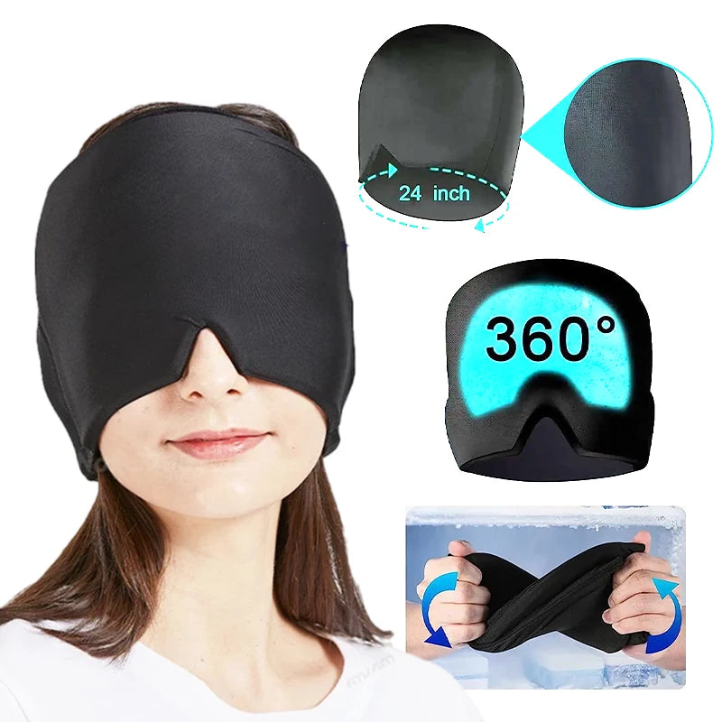 Headache Migraine Massager Cap Head Pain Massage Gel Hat Eye Mask Stress Pressure Relief Hot Cold Compress Therapy Ice Hat