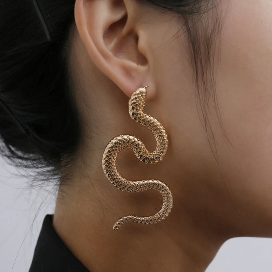 Modern Jewelry Snake Earrings Personality Design Hot Sale Cool Metallic Drop Earings For Women Female Party Gift Dropshipping