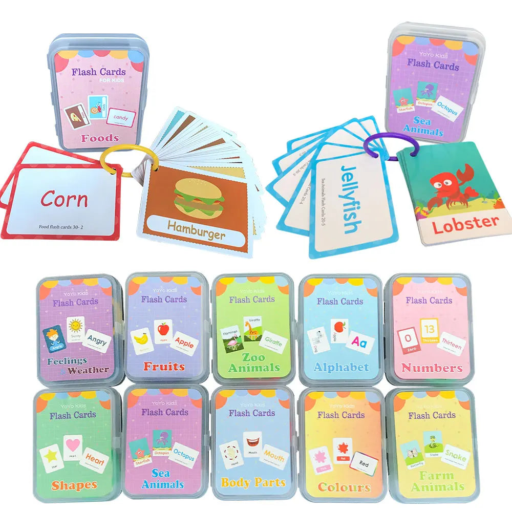 English Words Learning Flashcards for Kids 3-6 Years Reading Enlightenment Cards Educational Toys Montessori Teaching Aids