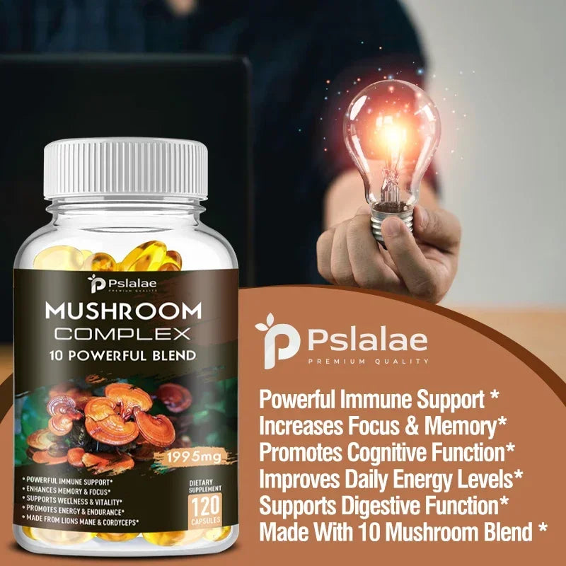 Mushroom Supplements - Support The Immune System, Memory, Focus and Clarity and Increase Energy