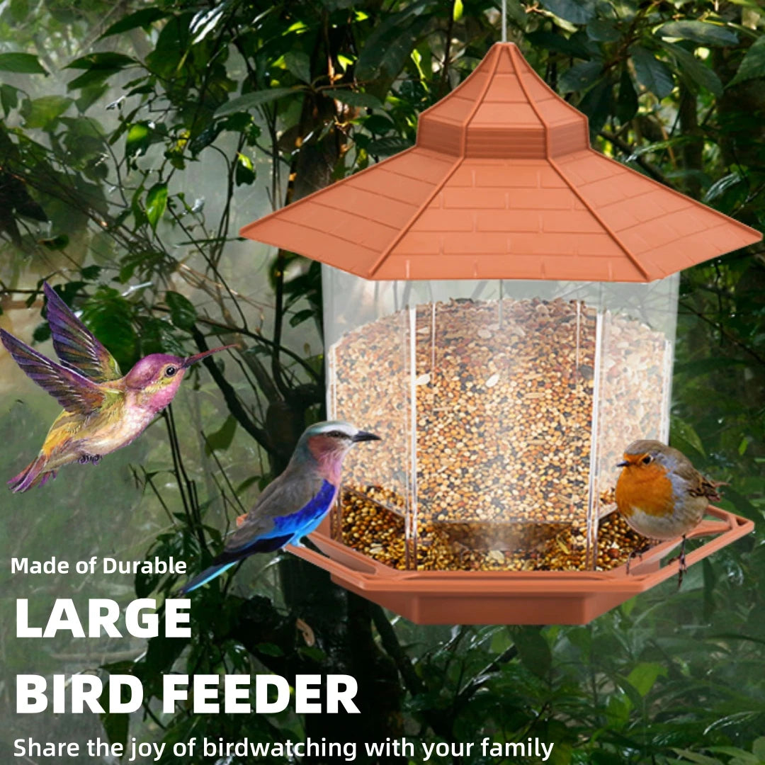 Bird Feeder Automatic Food Feeding Tool Hanging Gazebo Outdoor Birds Feeder Multiple Hole Nut Feeding House Bird Food Container