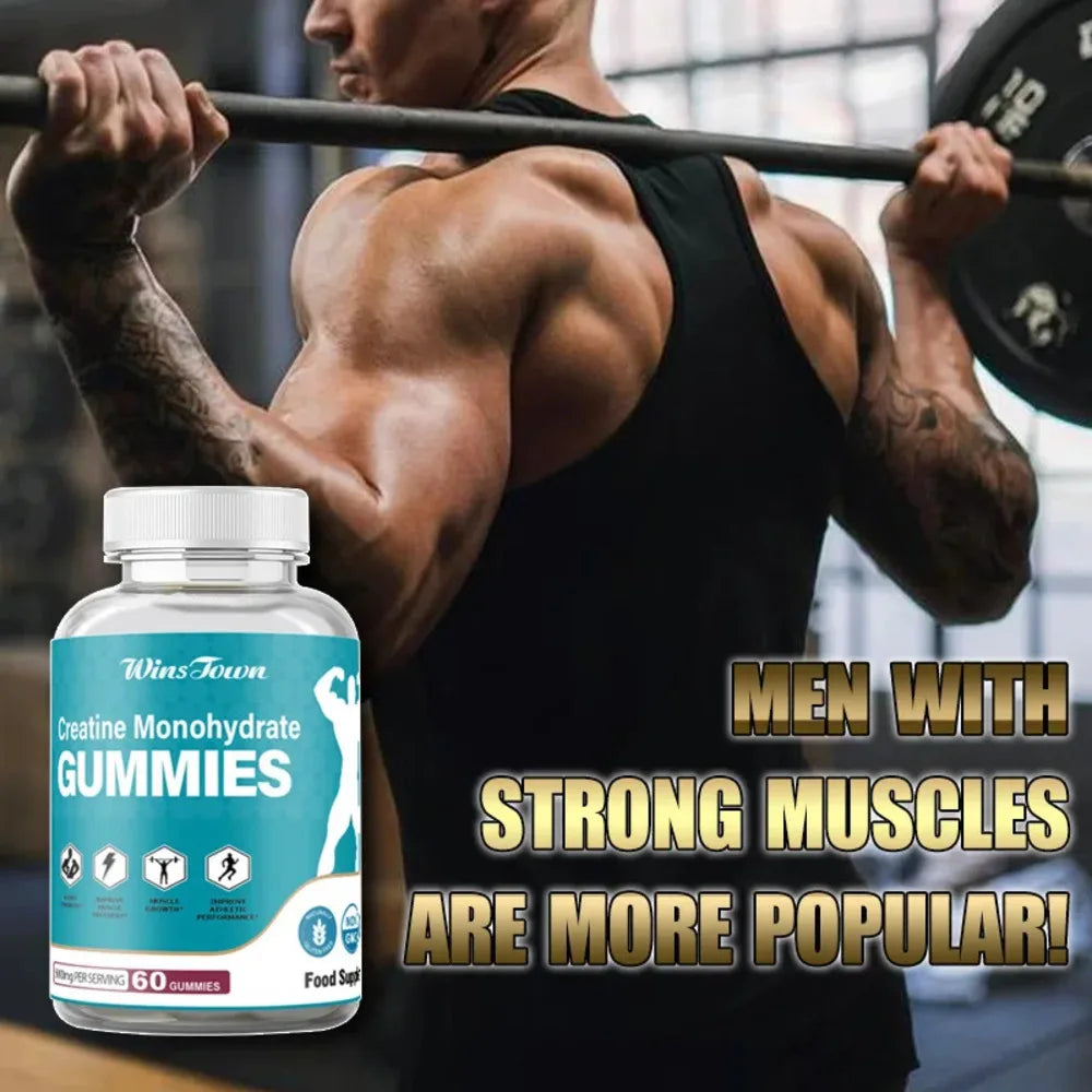 Muscle Creatine Monohydrate Gummies provide muscle energy to promote protein synthesis and enhance muscle repair and growth.