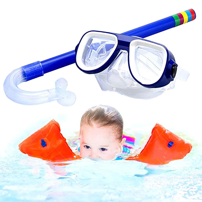 Kids Diving Goggle Mask Breathing Tube Shockproof Anti-fog Durable Underwater Swimming Glasses Band Snorkeling Accessories Set