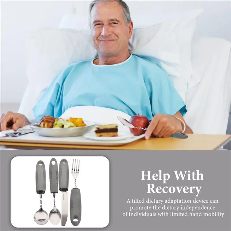 Utensils Elderly Adaptive Fork Tableware Silverware Feeding Cutlery Disabled Bendable Eating Up Built Spoon Adults Self Training