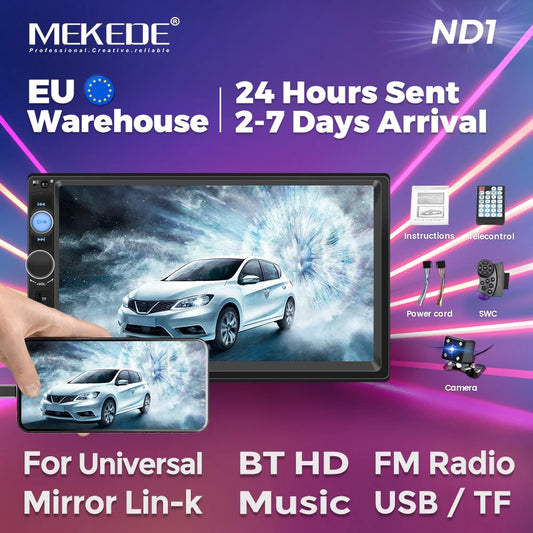 MEKEDE 2 Din MP5 Player Car Radio For Universal Autoradio Multimedia Player 2DIN Auto audio USB BT TF Card 7inch HD Touch Scree
