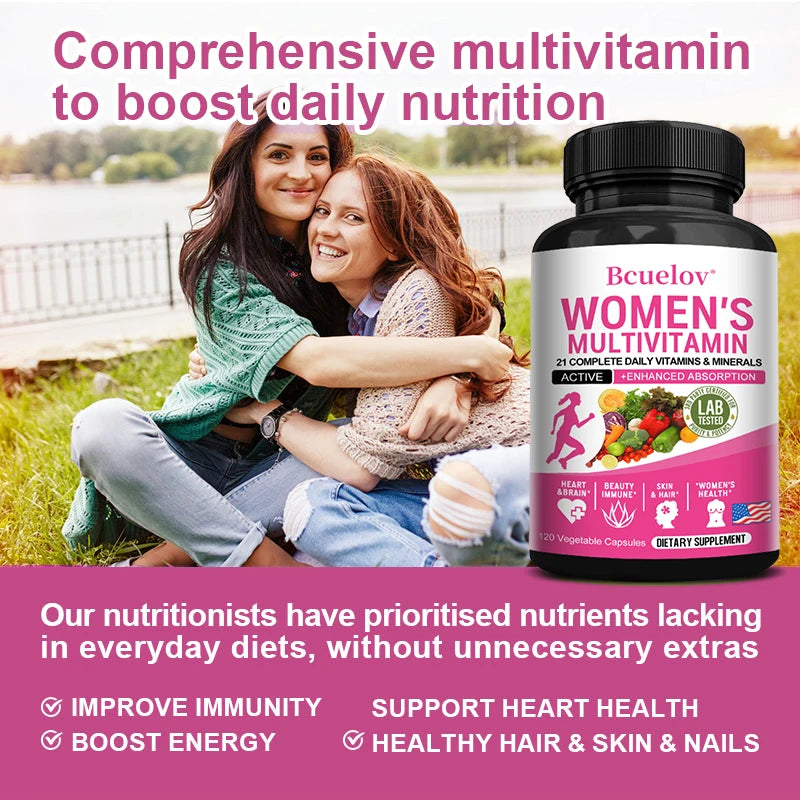 Women's Multivitamin Multimineral Supplement - Magnesium Biotin Calcium Zinc - Promotes Joint Bone Skin Hair Nail Health Support