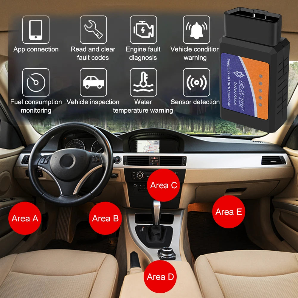 ELM 327 V2.1 OBD2 Code Reader Bluetooth ELM327 OBDII Auto Accessories OBD2 Car Diagnostic Tools Scanner Universal