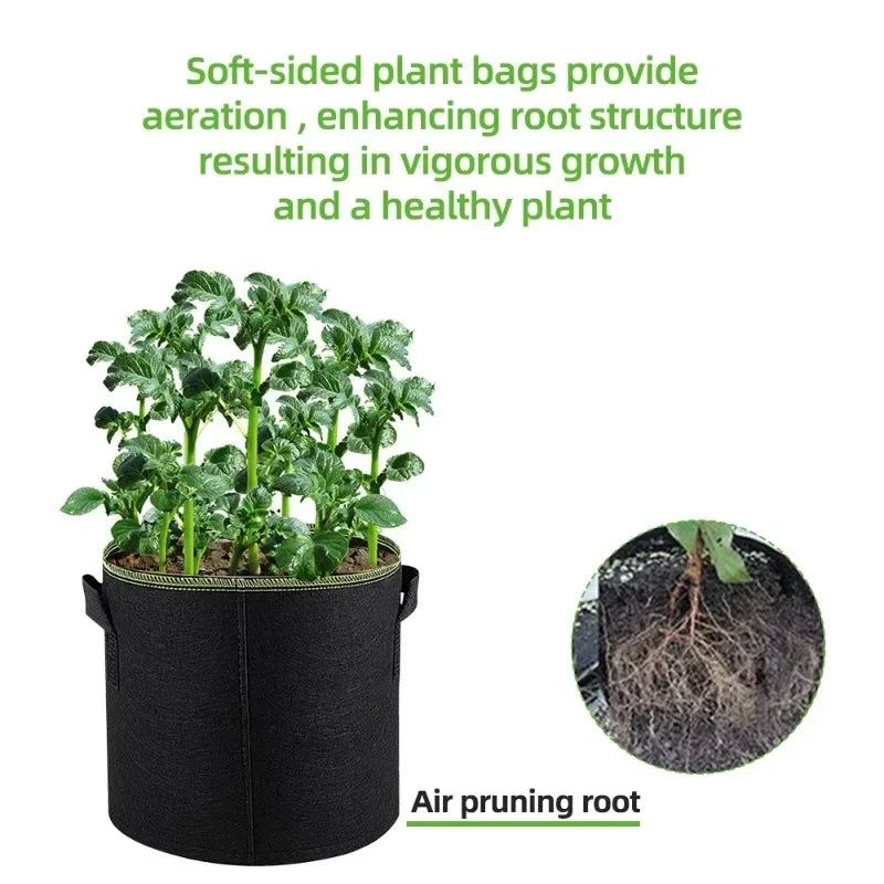5Pcs 3/4/5/7/10 Gallon Felt Grow Bags Gardening Fabric Grow Pot Vegetable Strawberry Growing Planter Garden Potato Planting Pots
