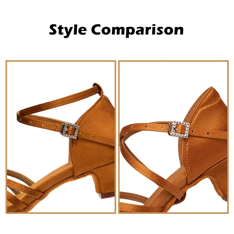 Latin Dance Shoes for Girls Women Ladies Ballroom Modern Tango Salsa Dancing Performance Shoes Medium Heels Training Shoes