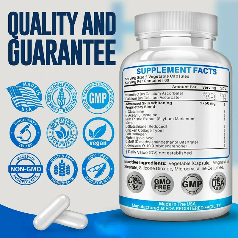 NAC+ Glutathione Supplement - Body Detoxification, Collagen Whitening Capsules