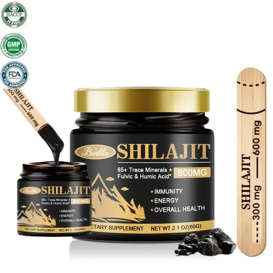 BUNKKA Shilajit Pure Organic Resin 100% Himalaya Original Skin Beauty&Health Hormone Balance 85+ Trace Minerals Fulvic Acid Male