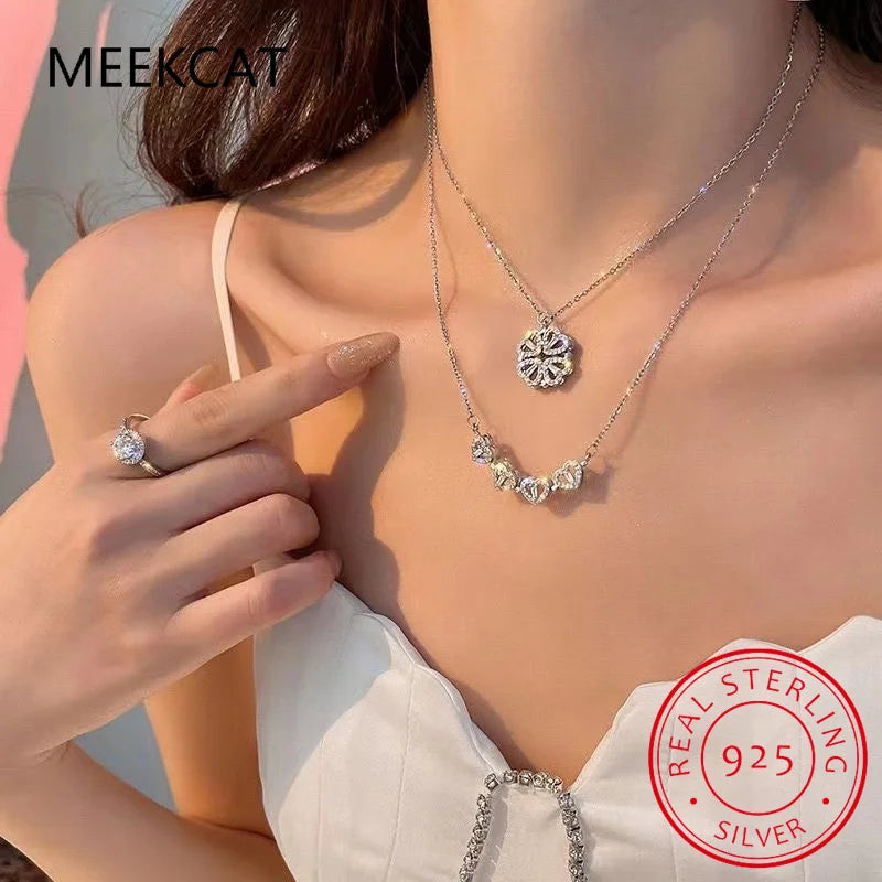 925 Sterling Silver Clover Necklace Four Leaf Heart Shape Pendant Necklace For Women Luxury Jewelry Choker Hot Sale Dropshipping