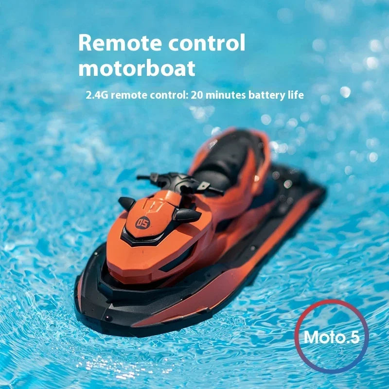 High-Speed Remote Control Boat 2.4G RC Jet Ski Mini Electric Motorboat for Kids Wireless Summer Water Play Ideal as a gift