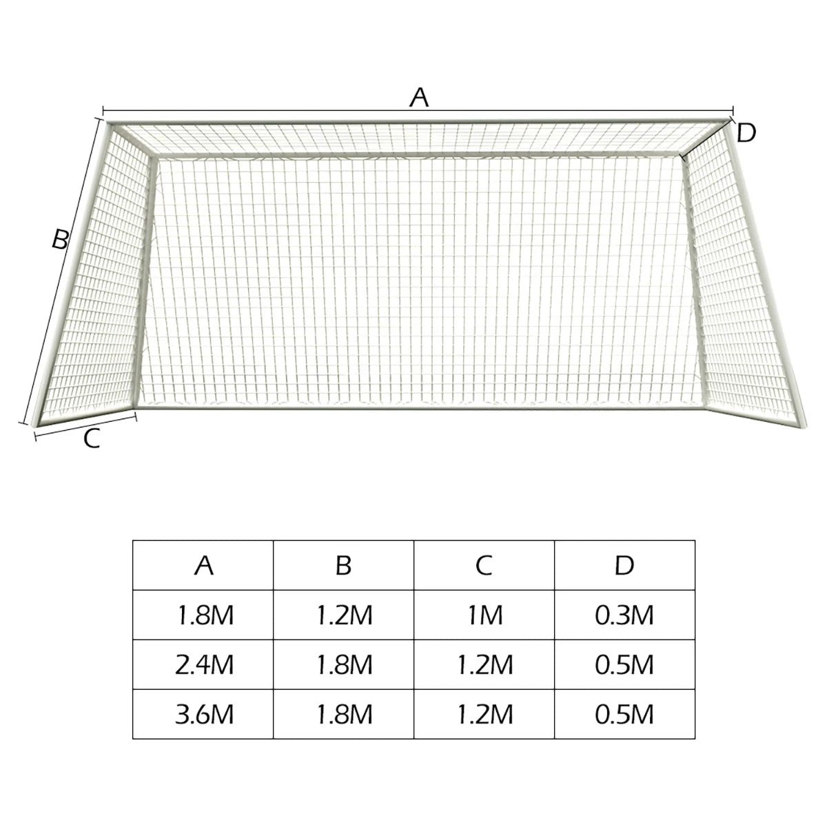 Full Size Football Net For Soccer Goal Post Junior Sports Training 1.8M X 1.2M 2.4M X 1.8M 3.6M X 1.8M Football Net High Qual