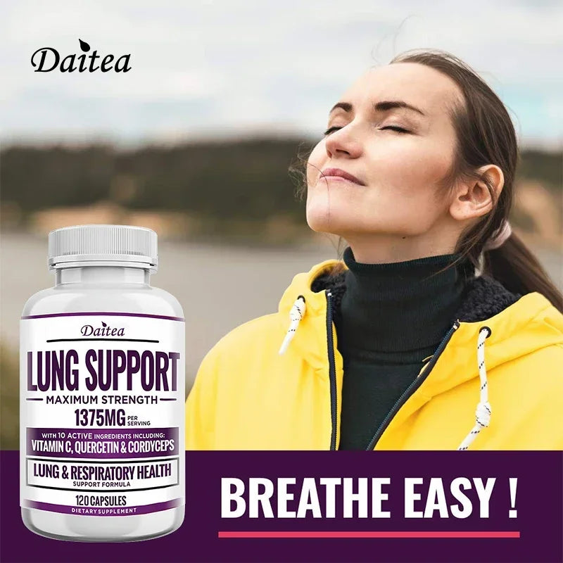 Lung and Breathing Support Supplement - Lung Cleansing and Detoxifying Formula for Bronchial and Respiratory Systems