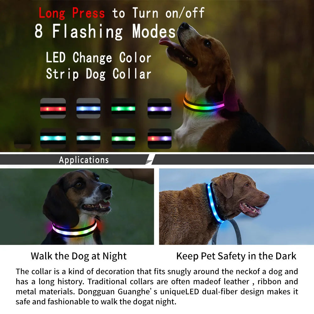 1 pc,Light up Dog Collar for Night Walking - LED Dog Collar Light Rechargeable Color Changing, Glow in The Dark Dog Collars