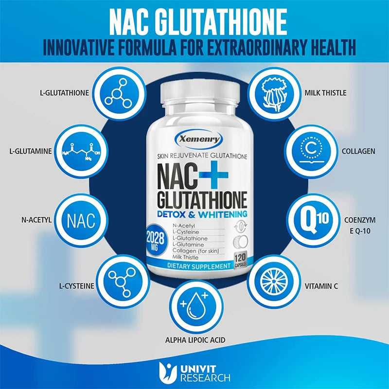 NAC+ Glutathione Supplement - Body Detoxification, Collagen Whitening Capsules