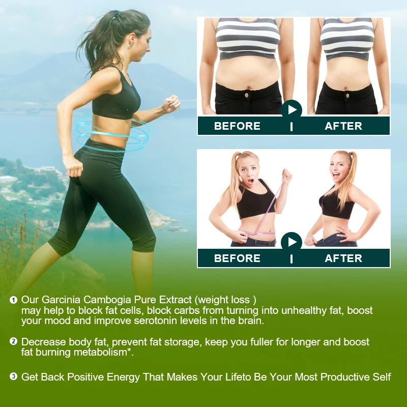 Organic Garcinia Cambogia Extract 95% HCA Weight Loss Fat Burning and Cellulite For Women & Men Slimming Diet Product
