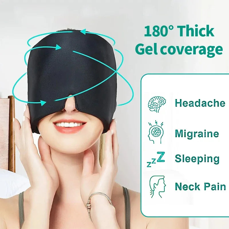 Headache Migraine Massager Cap Head Pain Massage Gel Hat Eye Mask Stress Pressure Relief Hot Cold Compress Therapy Ice Hat