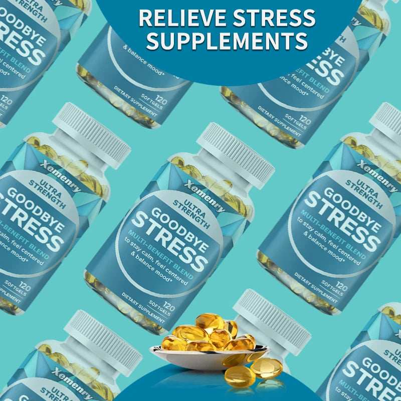 Goodbye Stress Capsules - Contains GABA, L-Theanine To Relieve Mood and Stress, Gluten-free