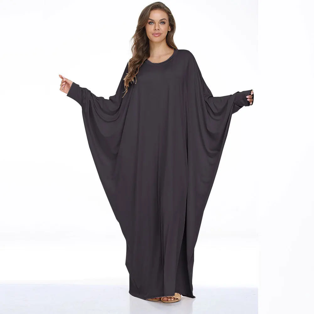 Islam Bat Robe Ramadan Eid Abaya Black Grey Clothes For Muslim Women Dubai Turkish Musulmans Qatar Long Dress Wholesale Kimono