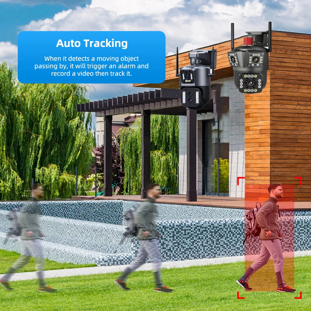 LegendSafe 12MP 6K IP WiFi Outdoor Camera PTZ Three Lens Dual Screen 10X  Zoom Auto Tracking Waterproof Security Protection