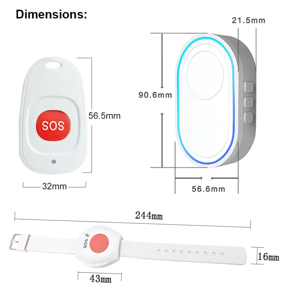 SOS Button Wireless Elderly Panic Alarm System Caregiver Pager Nurse Emergency 433mhz Watch Call Senior Old People