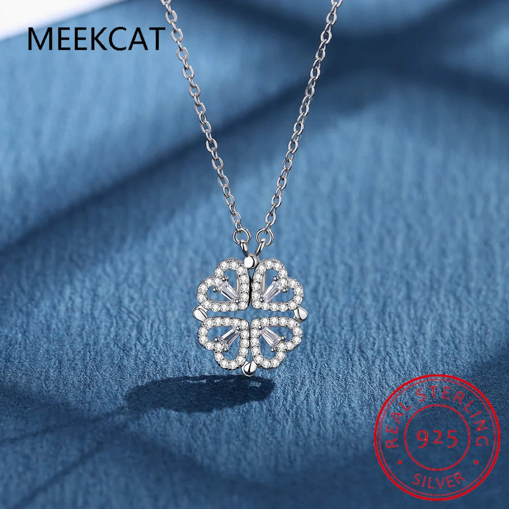 925 Sterling Silver Clover Necklace Four Leaf Heart Shape Pendant Necklace For Women Luxury Jewelry Choker Hot Sale Dropshipping