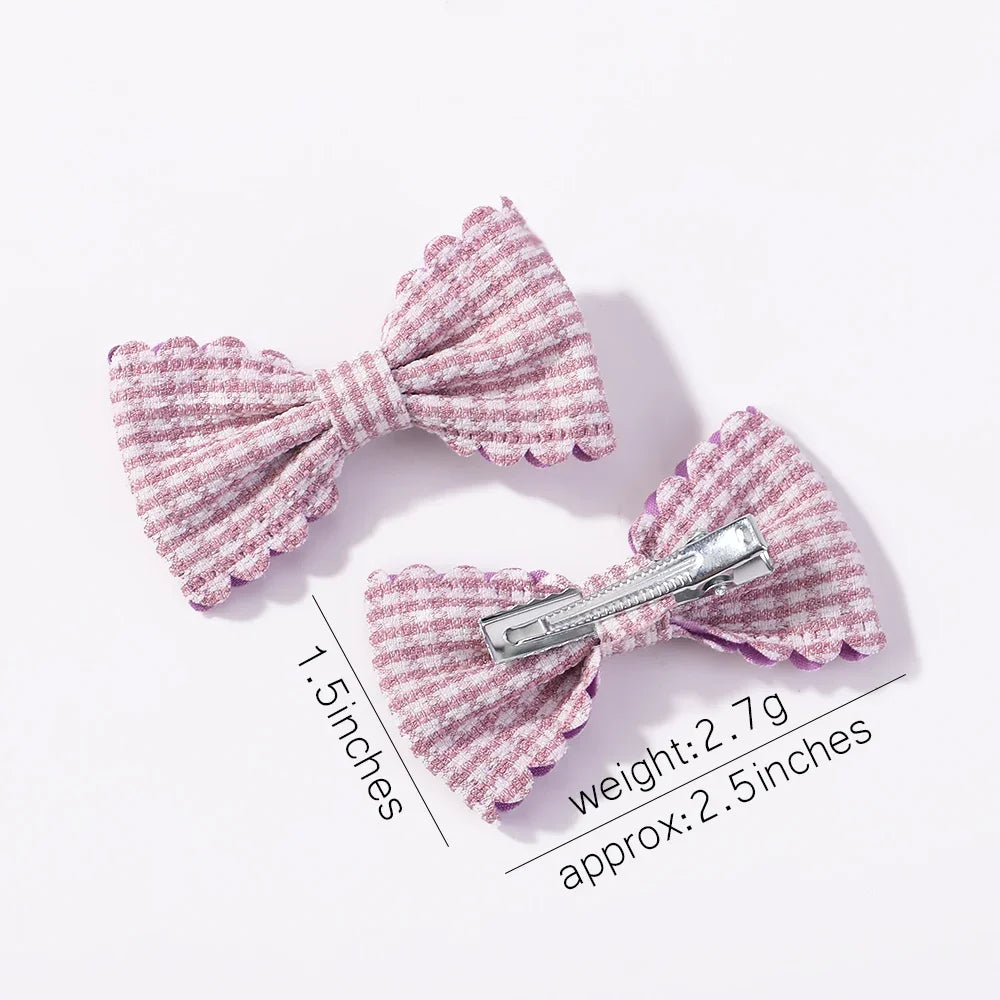 2PCS/Set Mini Bows Hairclips Baby girl Kids Cute Plaid Hairpins Headwear Sweet Barrettes Lovely Hair Accessories Gift Wholesale