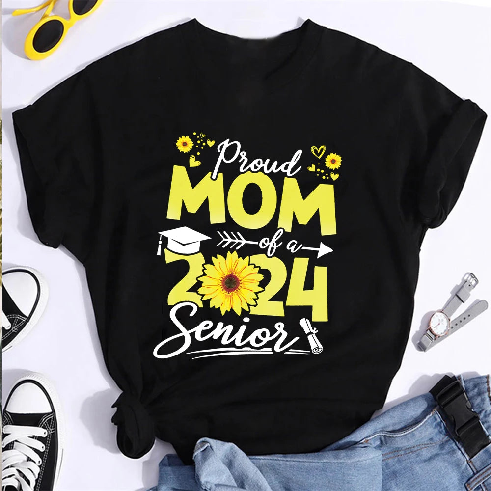 New Personalized Proud Mom Of A Class 2024 Graduate T-Shirt Proud Mom Senior 2024 T Shirt Proud Mom Gift summer Women funny tees