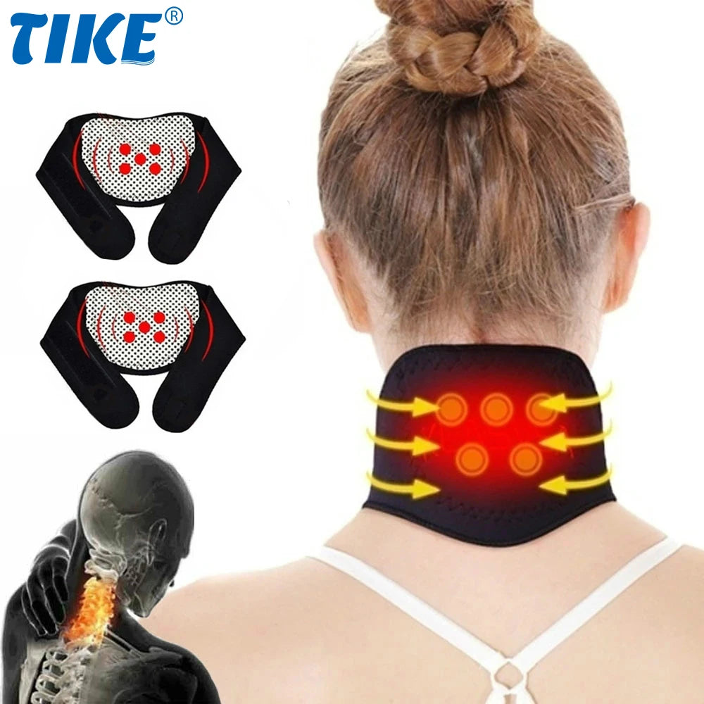 TIKE 2Pcs Tourmaline Magnetic Therapy Neck Back Massager Cervical Vertebra Protection Spontaneous Heating Belt Body Massager New