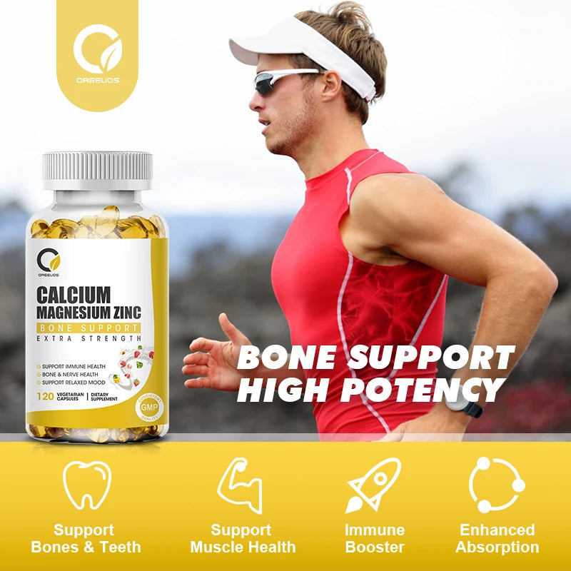 Calcium Magnesium Zinc Vitamin D3 for Bone, Muscle, Nervous System Support Cell Growth Immunite Health Nutrition Supplement