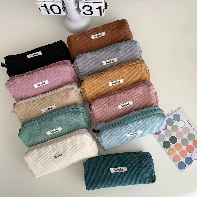 1 Piece Simplicity Student Pencil Pouch for Boy Girl Fashion Aesthetic Solid Color Series Pencil Case Makeup Bag School Supplies