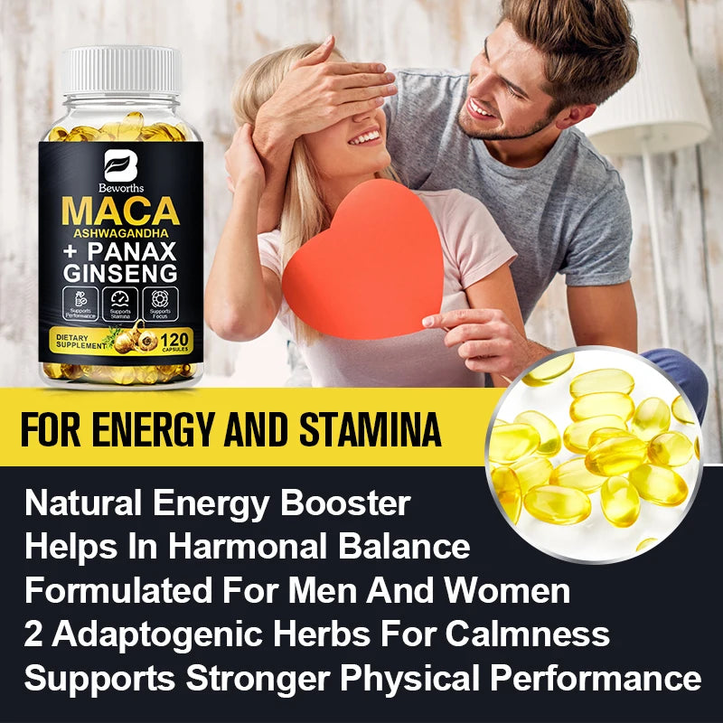BEWORTHS Nature Ginseng Plant Root Extract Edible Energy enhancement vegetarian Capsules Helps Energy for Men and Women