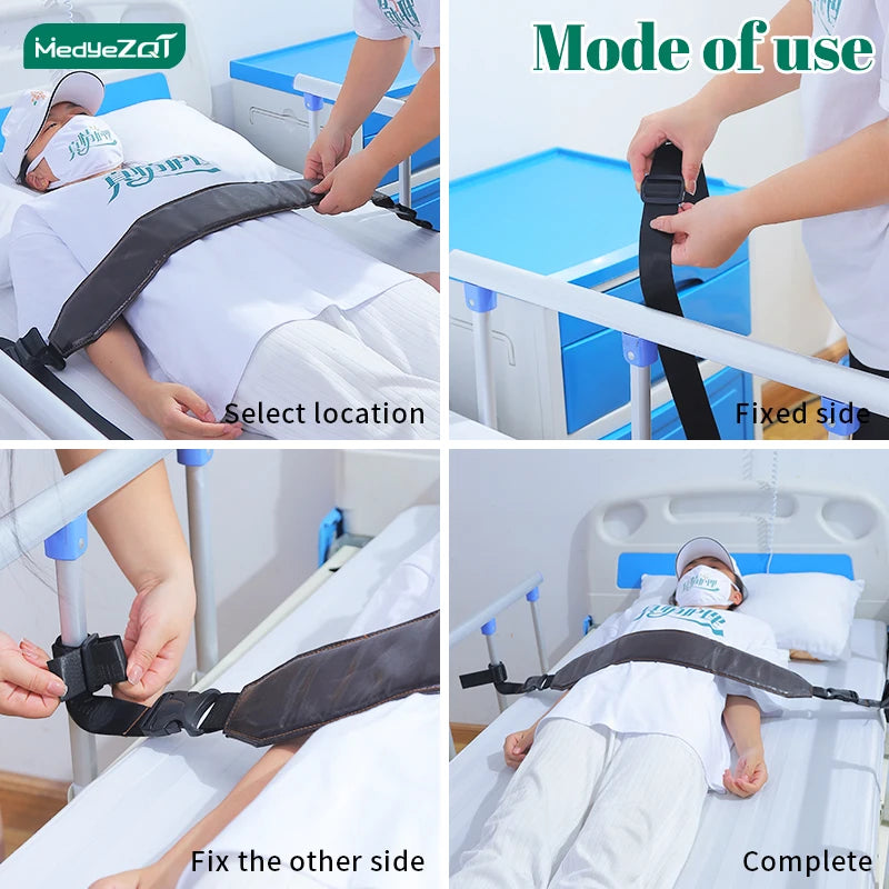 Bed Restraint Strap Anti-Fall Waist Belt for Elderly, Patient Adjustable Hospital Bed Restraint Wheelchair Seat Safety Belt