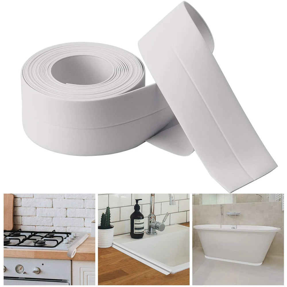 3.2M Self-adhesive Sealing Tape PVC Oil-Proof Kitchen Sink Edge Caulk Tape Waterproof Bathroom Toilet Corner Wall Sticker