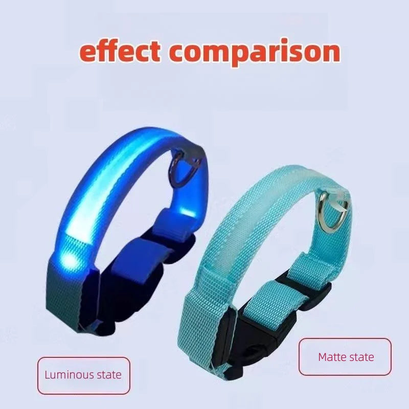 Pet luminous collar, mascot for dogs and cats, used for safe outdoor travel of dogs at night, LED light USB charging for outdoor