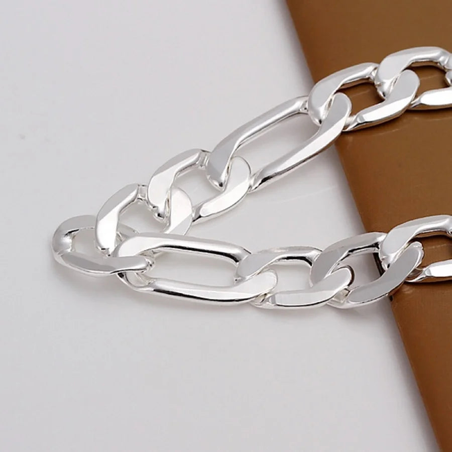 top quality beautiful 925 Sterling Silver Bracelet Jewelry fashion charm Men Women Chain 6/8/10/12MM Bracelets noble nice link